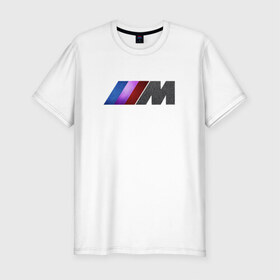 Мужская футболка премиум с принтом BMW M texture в Екатеринбурге, 92% хлопок, 8% лайкра | приталенный силуэт, круглый вырез ворота, длина до линии бедра, короткий рукав | Тематика изображения на принте: 5 | bmw | m | бмв | м