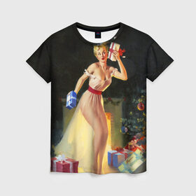 Женская футболка 3D с принтом Pin up в Екатеринбурге, 100% полиэфир ( синтетическое хлопкоподобное полотно) | прямой крой, круглый вырез горловины, длина до линии бедер | america | pin up | retro | винтаж | пин ап | ретро