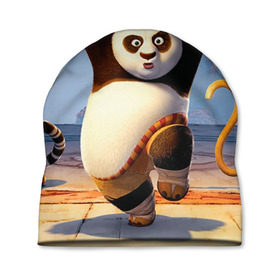 Шапка 3D с принтом Кунг фу панда в Екатеринбурге, 100% полиэстер | универсальный размер, печать по всей поверхности изделия | kung fu | kung fu panda | panda | кунг фу | кунг фу панда | кунгфу | панда. кунг фу | по