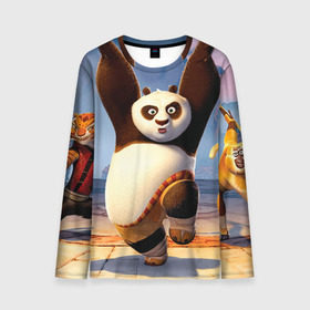 Мужской лонгслив 3D с принтом Кунг фу панда в Екатеринбурге, 100% полиэстер | длинные рукава, круглый вырез горловины, полуприлегающий силуэт | kung fu | kung fu panda | panda | кунг фу | кунг фу панда | кунгфу | панда. кунг фу | по