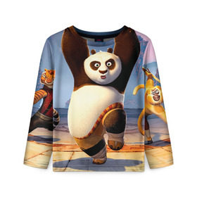 Детский лонгслив 3D с принтом Кунг фу панда в Екатеринбурге, 100% полиэстер | длинные рукава, круглый вырез горловины, полуприлегающий силуэт
 | kung fu | kung fu panda | panda | кунг фу | кунг фу панда | кунгфу | панда. кунг фу | по