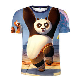 Мужская футболка 3D спортивная с принтом Кунг фу панда в Екатеринбурге, 100% полиэстер с улучшенными характеристиками | приталенный силуэт, круглая горловина, широкие плечи, сужается к линии бедра | Тематика изображения на принте: kung fu | kung fu panda | panda | кунг фу | кунг фу панда | кунгфу | панда. кунг фу | по
