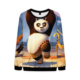 Мужской свитшот 3D с принтом Кунг фу панда в Екатеринбурге, 100% полиэстер с мягким внутренним слоем | круглый вырез горловины, мягкая резинка на манжетах и поясе, свободная посадка по фигуре | Тематика изображения на принте: kung fu | kung fu panda | panda | кунг фу | кунг фу панда | кунгфу | панда. кунг фу | по