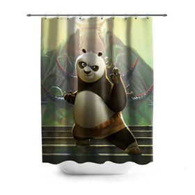 Штора 3D для ванной с принтом Кунг фу панда в Екатеринбурге, 100% полиэстер | плотность материала — 100 г/м2. Стандартный размер — 146 см х 180 см. По верхнему краю — пластиковые люверсы для креплений. В комплекте 10 пластиковых колец | kung fu | kung fu panda | panda | кунг фу | кунг фу панда | кунгфу | панда. кунг фу | по