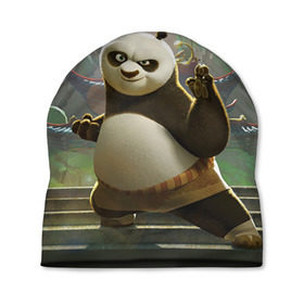 Шапка 3D с принтом Кунг фу панда в Екатеринбурге, 100% полиэстер | универсальный размер, печать по всей поверхности изделия | Тематика изображения на принте: kung fu | kung fu panda | panda | кунг фу | кунг фу панда | кунгфу | панда. кунг фу | по