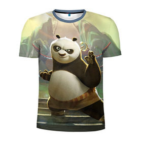 Мужская футболка 3D спортивная с принтом Кунг фу панда в Екатеринбурге, 100% полиэстер с улучшенными характеристиками | приталенный силуэт, круглая горловина, широкие плечи, сужается к линии бедра | Тематика изображения на принте: kung fu | kung fu panda | panda | кунг фу | кунг фу панда | кунгфу | панда. кунг фу | по