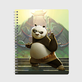 Тетрадь с принтом Кунг фу панда в Екатеринбурге, 100% бумага | 48 листов, плотность листов — 60 г/м2, плотность картонной обложки — 250 г/м2. Листы скреплены сбоку удобной пружинной спиралью. Уголки страниц и обложки скругленные. Цвет линий — светло-серый
 | Тематика изображения на принте: kung fu | kung fu panda | panda | кунг фу | кунг фу панда | кунгфу | панда. кунг фу | по