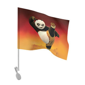 Флаг для автомобиля с принтом Кунг фу панда в Екатеринбурге, 100% полиэстер | Размер: 30*21 см | Тематика изображения на принте: kung fu | kung fu panda | panda | кунг фу | кунг фу панда | кунгфу | панда. кунг фу | по