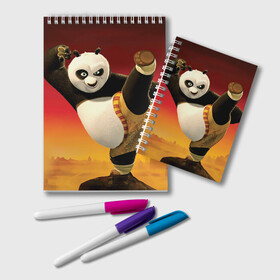 Блокнот с принтом Кунг фу панда в Екатеринбурге, 100% бумага | 48 листов, плотность листов — 60 г/м2, плотность картонной обложки — 250 г/м2. Листы скреплены удобной пружинной спиралью. Цвет линий — светло-серый
 | Тематика изображения на принте: kung fu | kung fu panda | panda | кунг фу | кунг фу панда | кунгфу | панда. кунг фу | по