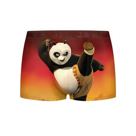 Мужские трусы 3D с принтом Кунг фу панда в Екатеринбурге, 50% хлопок, 50% полиэстер | классическая посадка, на поясе мягкая тканевая резинка | Тематика изображения на принте: kung fu | kung fu panda | panda | кунг фу | кунг фу панда | кунгфу | панда. кунг фу | по