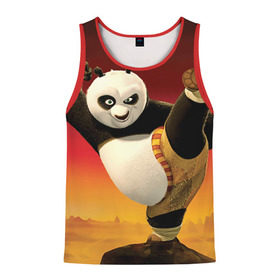 Мужская майка 3D с принтом Кунг фу панда в Екатеринбурге, 100% полиэстер | круглая горловина, приталенный силуэт, длина до линии бедра. Пройма и горловина окантованы тонкой бейкой | Тематика изображения на принте: kung fu | kung fu panda | panda | кунг фу | кунг фу панда | кунгфу | панда. кунг фу | по