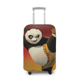 Чехол для чемодана 3D с принтом Кунг фу панда в Екатеринбурге, 86% полиэфир, 14% спандекс | двустороннее нанесение принта, прорези для ручек и колес | kung fu | kung fu panda | panda | кунг фу | кунг фу панда | кунгфу | панда. кунг фу | по
