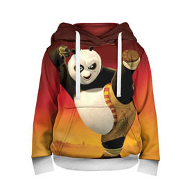 Детская толстовка 3D с принтом Кунг фу панда в Екатеринбурге, 100% полиэстер | двухслойный капюшон со шнурком для регулировки, мягкие манжеты на рукавах и по низу толстовки, спереди карман-кенгуру с мягким внутренним слоем | Тематика изображения на принте: kung fu | kung fu panda | panda | кунг фу | кунг фу панда | кунгфу | панда. кунг фу | по