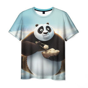 Мужская футболка 3D с принтом Кунг фу панда в Екатеринбурге, 100% полиэфир | прямой крой, круглый вырез горловины, длина до линии бедер | панда