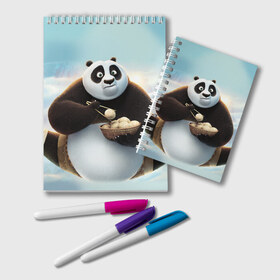Блокнот с принтом Кунг фу панда в Екатеринбурге, 100% бумага | 48 листов, плотность листов — 60 г/м2, плотность картонной обложки — 250 г/м2. Листы скреплены удобной пружинной спиралью. Цвет линий — светло-серый
 | Тематика изображения на принте: панда