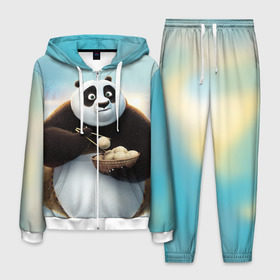 Мужской костюм 3D с принтом Кунг фу панда в Екатеринбурге, 100% полиэстер | Манжеты и пояс оформлены тканевой резинкой, двухслойный капюшон со шнурком для регулировки, карманы спереди | Тематика изображения на принте: панда