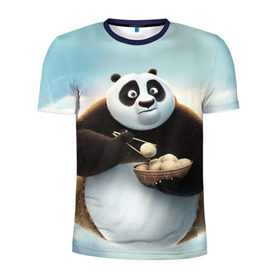 Мужская футболка 3D спортивная с принтом Кунг фу панда в Екатеринбурге, 100% полиэстер с улучшенными характеристиками | приталенный силуэт, круглая горловина, широкие плечи, сужается к линии бедра | панда