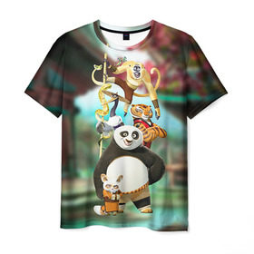 Мужская футболка 3D с принтом Кунг фу панда в Екатеринбурге, 100% полиэфир | прямой крой, круглый вырез горловины, длина до линии бедер | Тематика изображения на принте: kung fu | kung fu panda | panda | кунг фу | кунг фу панда | кунгфу | панда. кунг фу | по