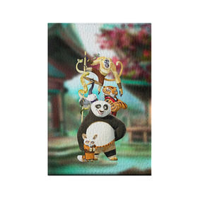 Обложка для паспорта матовая кожа с принтом Кунг фу панда в Екатеринбурге, натуральная матовая кожа | размер 19,3 х 13,7 см; прозрачные пластиковые крепления | Тематика изображения на принте: kung fu | kung fu panda | panda | кунг фу | кунг фу панда | кунгфу | панда. кунг фу | по