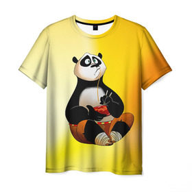 Мужская футболка 3D с принтом Кунг фу панда в Екатеринбурге, 100% полиэфир | прямой крой, круглый вырез горловины, длина до линии бедер | kung fu | kung fu panda | panda | кунг фу | кунг фу панда | кунгфу | панда. кунг фу | по