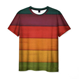 Мужская футболка 3D с принтом Colored fence в Екатеринбурге, 100% полиэфир | прямой крой, круглый вырез горловины, длина до линии бедер | Тематика изображения на принте: color | полосочки | цвет