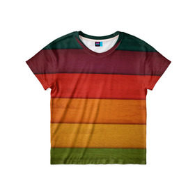 Детская футболка 3D с принтом Colored fence в Екатеринбурге, 100% гипоаллергенный полиэфир | прямой крой, круглый вырез горловины, длина до линии бедер, чуть спущенное плечо, ткань немного тянется | color | полосочки | цвет