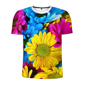 Мужская футболка 3D спортивная с принтом Цветы в Екатеринбурге, 100% полиэстер с улучшенными характеристиками | приталенный силуэт, круглая горловина, широкие плечи, сужается к линии бедра | природа | яркие