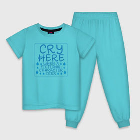 Детская пижама хлопок с принтом CRY HERE в Екатеринбурге, 100% хлопок |  брюки и футболка прямого кроя, без карманов, на брюках мягкая резинка на поясе и по низу штанин
 | cry | сверхъестественное | фандом