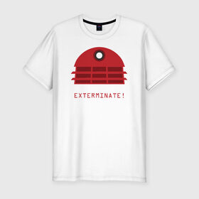 Мужская футболка премиум с принтом DALEK JAM - EXTERMINATE! в Екатеринбурге, 92% хлопок, 8% лайкра | приталенный силуэт, круглый вырез ворота, длина до линии бедра, короткий рукав | 