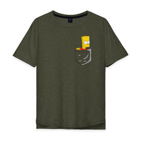 Мужская футболка хлопок Oversize с принтом Карманный Барт в Екатеринбурге, 100% хлопок | свободный крой, круглый ворот, “спинка” длиннее передней части | карманный барт pocket bart simpson homer симп