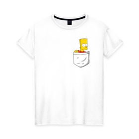 Женская футболка хлопок с принтом Карманный Барт в Екатеринбурге, 100% хлопок | прямой крой, круглый вырез горловины, длина до линии бедер, слегка спущенное плечо | карманный барт pocket bart simpson homer симп