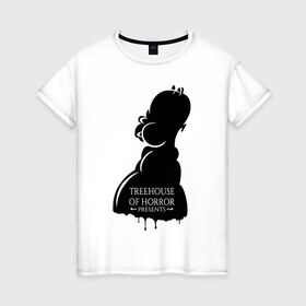 Женская футболка хлопок с принтом TREEHOUSE OF HORROR в Екатеринбурге, 100% хлопок | прямой крой, круглый вырез горловины, длина до линии бедер, слегка спущенное плечо | Тематика изображения на принте: 