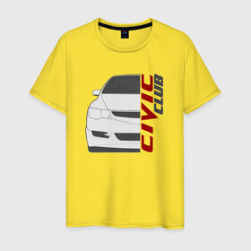 Мужская футболка хлопок с принтом Honda Civic Club в Екатеринбурге, 100% хлопок | прямой крой, круглый вырез горловины, длина до линии бедер, слегка спущенное плечо. | Тематика изображения на принте: civic | honda civic clubhonda