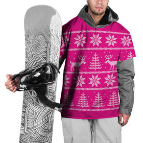 Накидка на куртку 3D с принтом Олени в горах в Екатеринбурге, 100% полиэстер |  | горы | ели | зима | новый год | олени | снег | снежинки