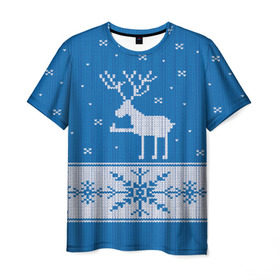Мужская футболка 3D с принтом Олень - класс в Екатеринбурге, 100% полиэфир | прямой крой, круглый вырез горловины, длина до линии бедер | зима | новый год | олень | снег | снежинки