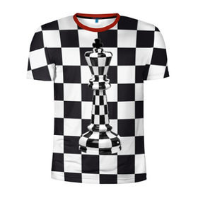 Мужская футболка 3D спортивная с принтом Ферзь в Екатеринбурге, 100% полиэстер с улучшенными характеристиками | приталенный силуэт, круглая горловина, широкие плечи, сужается к линии бедра | клетки | ферзь | шахматная доска | шахматы