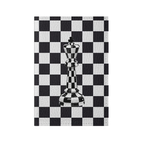 Обложка для паспорта матовая кожа с принтом Ферзь в Екатеринбурге, натуральная матовая кожа | размер 19,3 х 13,7 см; прозрачные пластиковые крепления | Тематика изображения на принте: клетки | ферзь | шахматная доска | шахматы
