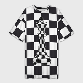 Платье-футболка 3D с принтом Ферзь в Екатеринбурге,  |  | клетки | ферзь | шахматная доска | шахматы