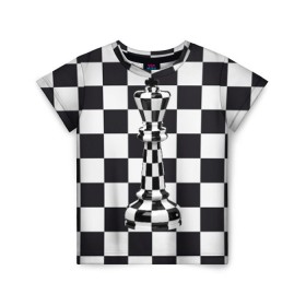 Детская футболка 3D с принтом Ферзь в Екатеринбурге, 100% гипоаллергенный полиэфир | прямой крой, круглый вырез горловины, длина до линии бедер, чуть спущенное плечо, ткань немного тянется | клетки | ферзь | шахматная доска | шахматы