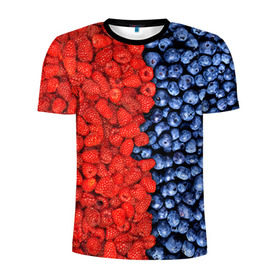 Мужская футболка 3D спортивная с принтом Ягодка в Екатеринбурге, 100% полиэстер с улучшенными характеристиками | приталенный силуэт, круглая горловина, широкие плечи, сужается к линии бедра | клубника | малина | черника | ягода | ягодка | ягодный