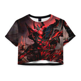 Женская футболка 3D укороченная с принтом Shadow Fiend в Екатеринбурге, 100% полиэстер | круглая горловина, длина футболки до линии талии, рукава с отворотами | dota | shadow fiend | дота