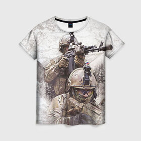 Женская футболка 3D с принтом ФСБ Альфа в Екатеринбурге, 100% полиэфир ( синтетическое хлопкоподобное полотно) | прямой крой, круглый вырез горловины, длина до линии бедер | армия | военный | рф | служба | стрелок | структура