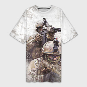 Платье-футболка 3D с принтом ФСБ Альфа в Екатеринбурге,  |  | армия | военный | рф | служба | стрелок | структура