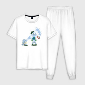 Мужская пижама хлопок с принтом Squirt-Fail в Екатеринбурге, 100% хлопок | брюки и футболка прямого кроя, без карманов, на брюках мягкая резинка на поясе и по низу штанин
 | 