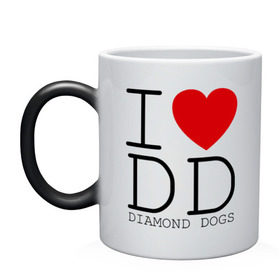 Кружка хамелеон с принтом I &lt,3 Diamond Dogs в Екатеринбурге, керамика | меняет цвет при нагревании, емкость 330 мл | Тематика изображения на принте: 