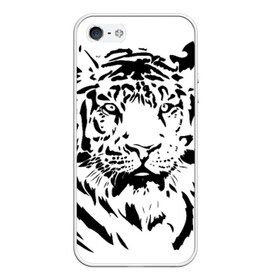 Чехол для iPhone 5/5S матовый с принтом Тигр в Екатеринбурге, Силикон | Область печати: задняя сторона чехла, без боковых панелей | взгляд | тигр | трафарет | хищник