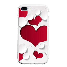 Чехол для iPhone 7Plus/8 Plus матовый с принтом Сердца в Екатеринбурге, Силикон | Область печати: задняя сторона чехла, без боковых панелей | любовь | орнамент | праздник | сердца