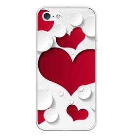Чехол для iPhone 5/5S матовый с принтом Сердца в Екатеринбурге, Силикон | Область печати: задняя сторона чехла, без боковых панелей | любовь | орнамент | праздник | сердца