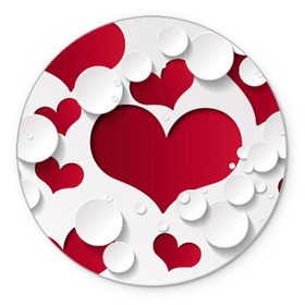 Коврик круглый с принтом Сердца в Екатеринбурге, резина и полиэстер | круглая форма, изображение наносится на всю лицевую часть | любовь | орнамент | праздник | сердца