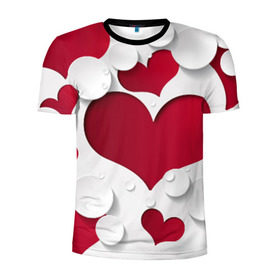 Мужская футболка 3D спортивная с принтом Сердца в Екатеринбурге, 100% полиэстер с улучшенными характеристиками | приталенный силуэт, круглая горловина, широкие плечи, сужается к линии бедра | любовь | орнамент | праздник | сердца